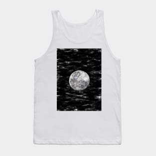 Full Moon In The Night Sky Monochrome. For Moon Lovers. Tank Top